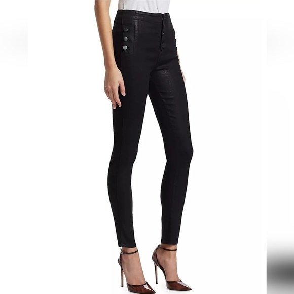 J Brand Natasha Button Sky High Coated Skinny Jeans in Fearless 24 - Picture 4 of 11